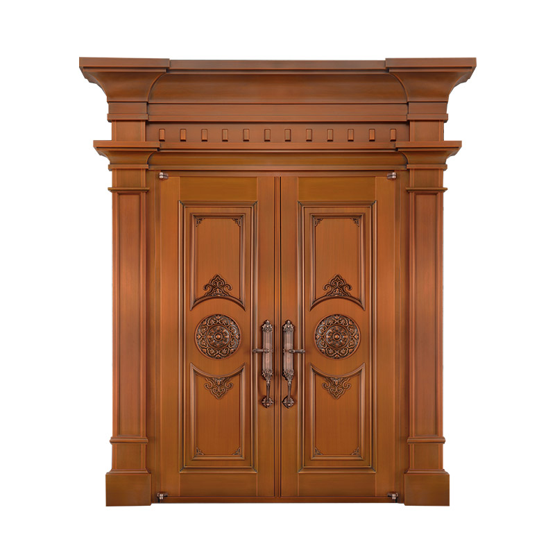 European Style Double Leaf Brass Door with Door Head and Roman Column