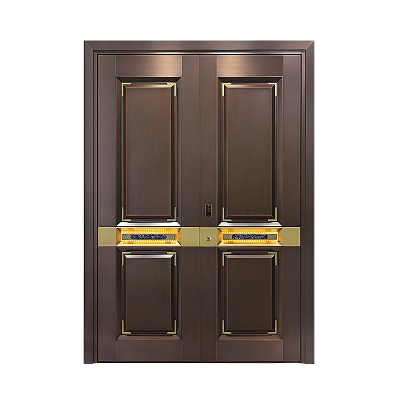 Luxury Stone Decorative Copper Double Leaf Door in Brushed Finish