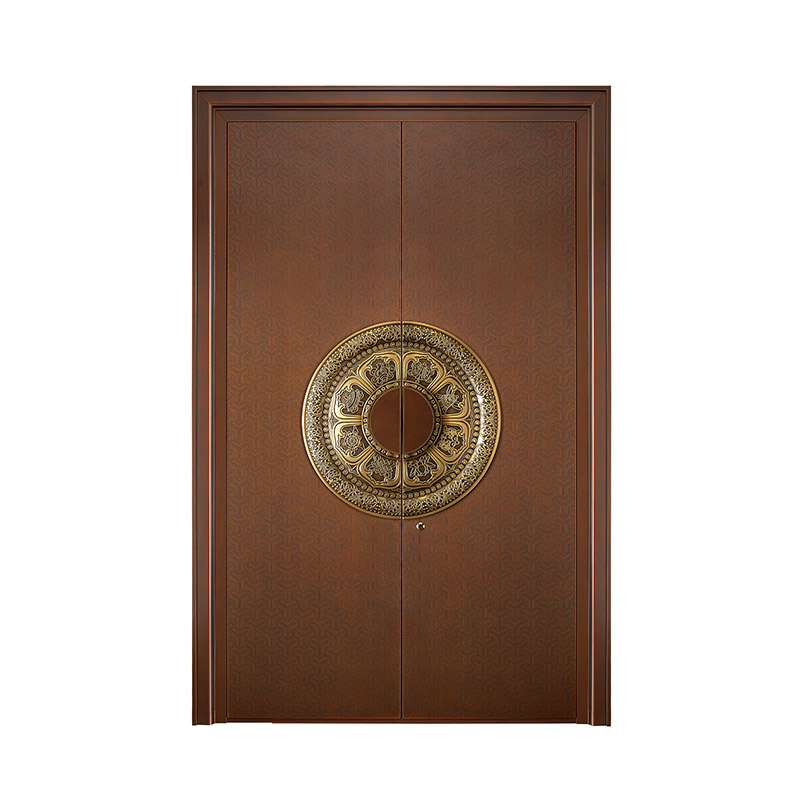 Traditional Copper Double Leaf Door with Sliding Handle