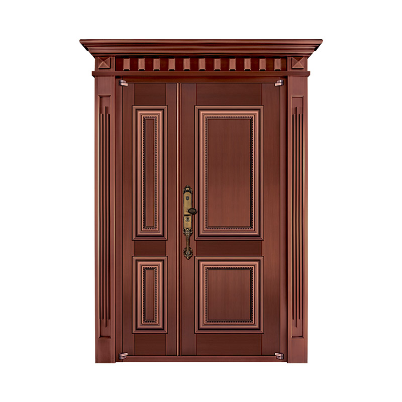 European Style Simple Decorative Surface Brass-finished Stainless Steel Unequal Double Leaf Door