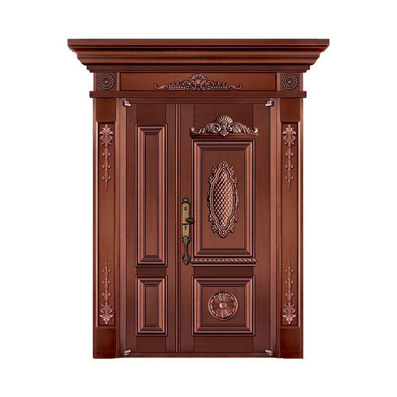 European Style Surface Brass-finished Stainless Steel Unqueal Double Leaf Door