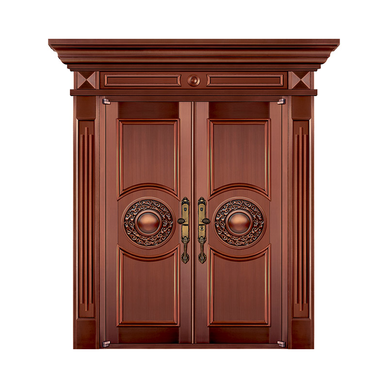 European Style Surface Brass-finished Stainless Steel Double Leaf Door