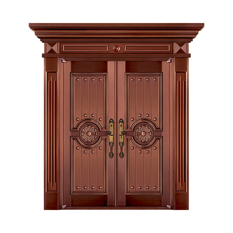 European Style Satinless Steel Double Leaf Door with Door Head and Roman Column