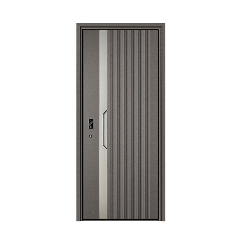 Contrast Two Panel Linear Texture Single Leaf Door with Hidden Handle