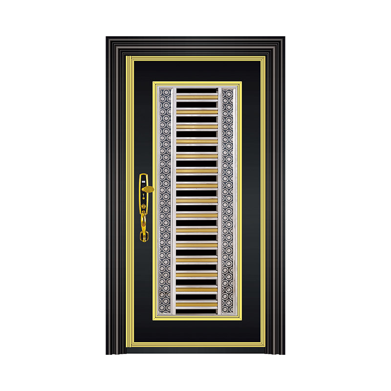 Geometric Round Pattern Grilled Glass Single Leaf Door