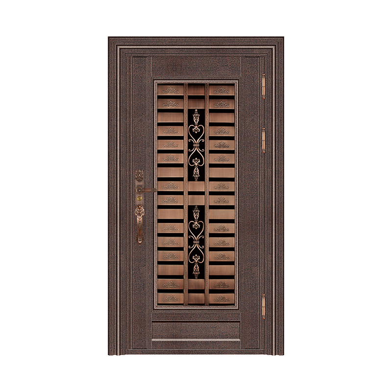 Antique Hollow Artistic Pattern Grilled Glass Single Leaf Door