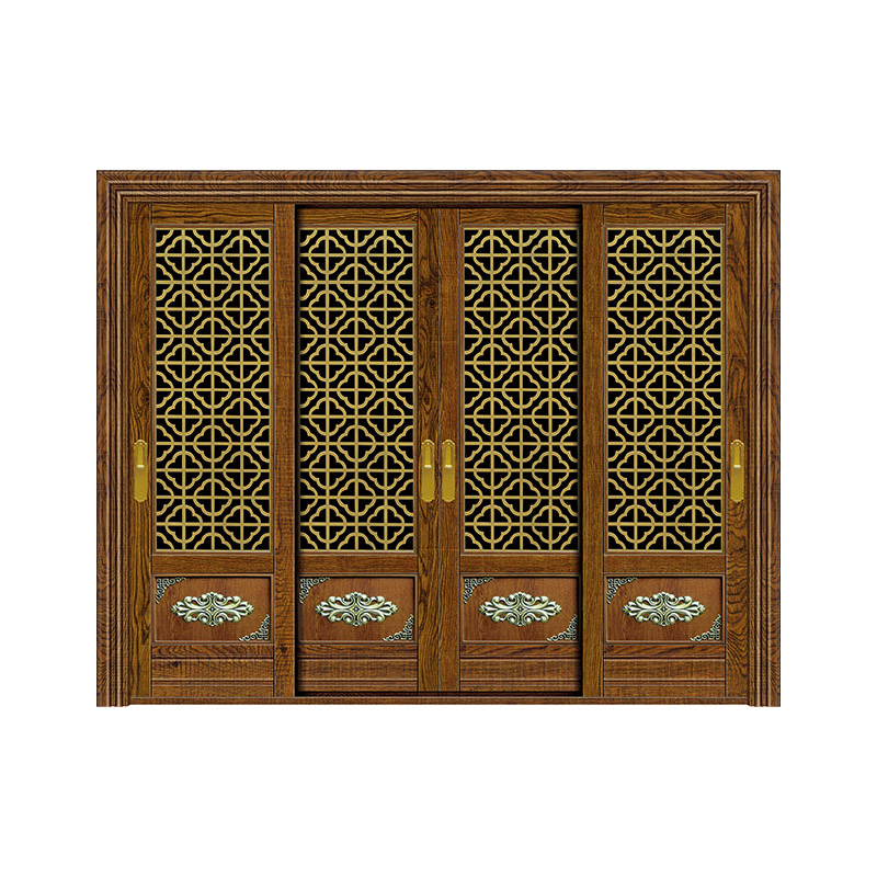Hollow Geometric Pattern Imitation Copper Decoration Four Leaf Sliding Door
