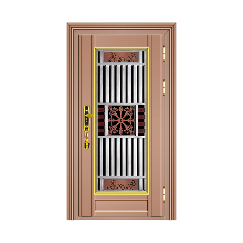Hollow Flower Pattern Grilled Glass Single Leaf Door