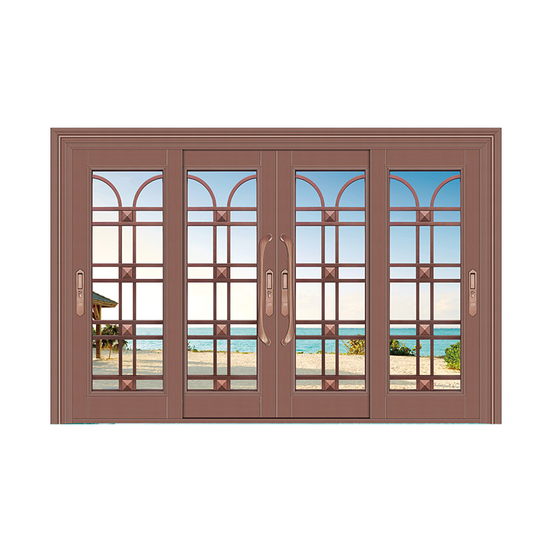 Grilled Glass Four Leaf Sliding Door