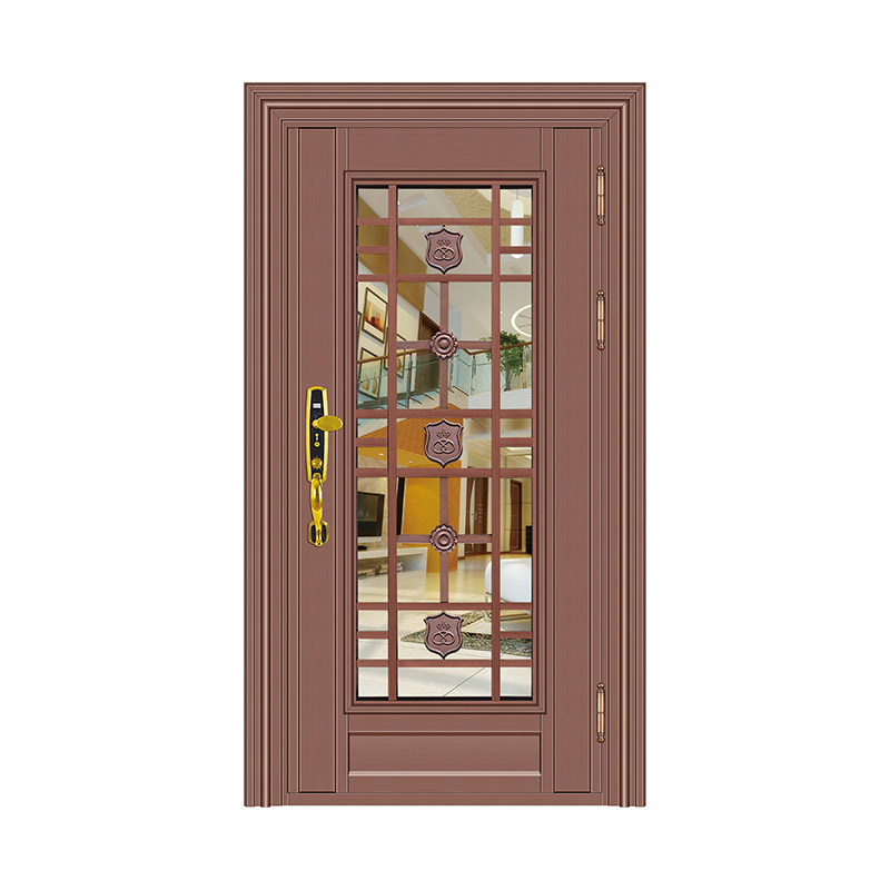 Shield Decorative Grilled Glass Single Leaf Door