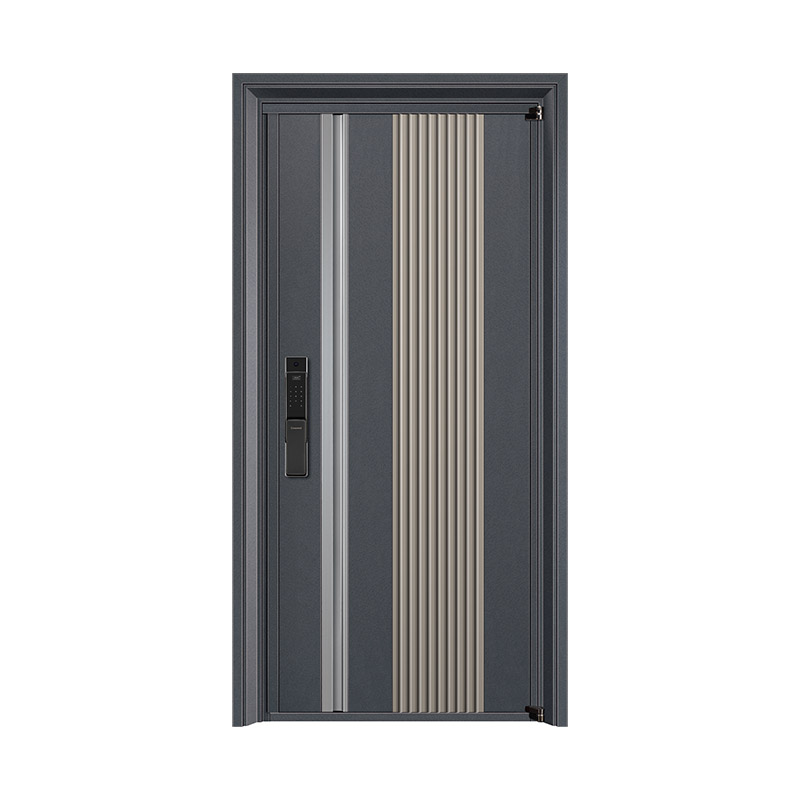 Contrast Vertical Linear Textured Single Leaf Door With Hidden Handle
