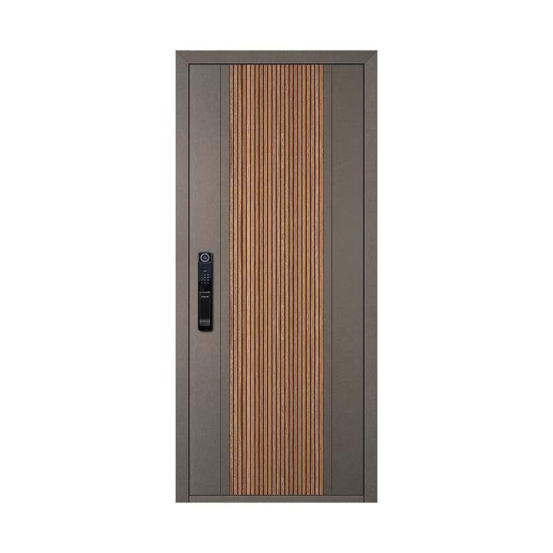 Warm Wood Grain Effect Stainless Steel Single Leaf Door