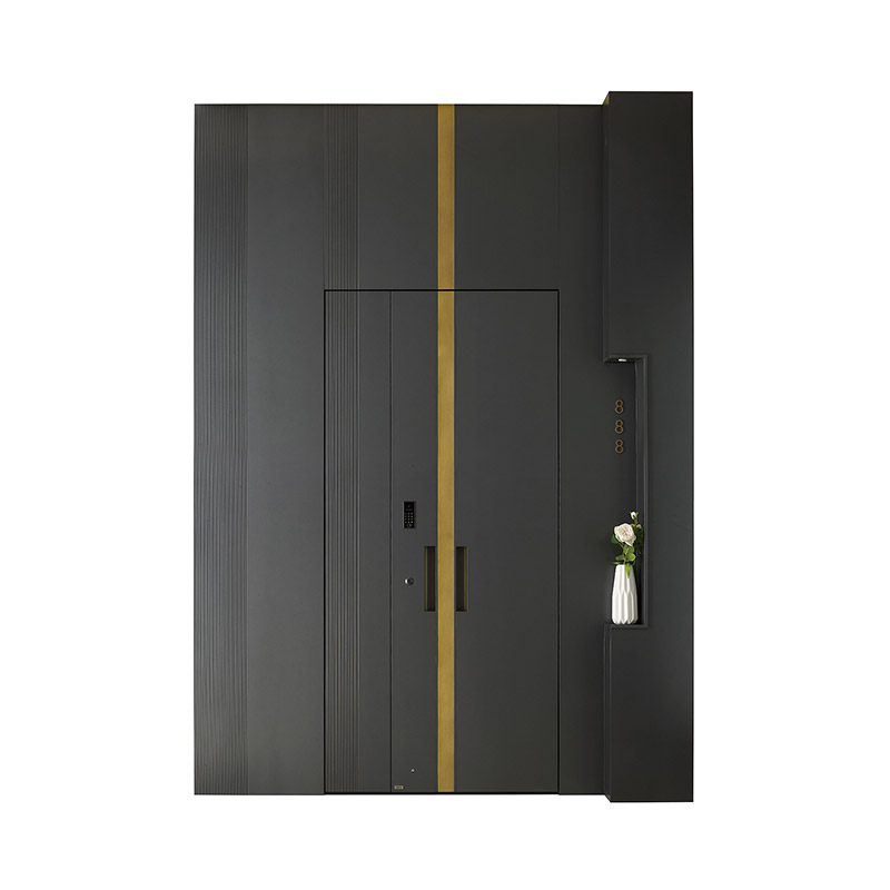 Wall-door integrated Fine-carved Aluminum Uneven Double Leaf Door