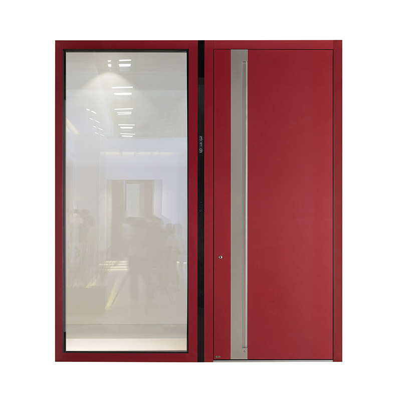 Modern Uneven Double Leaf Door with Glazed Panel