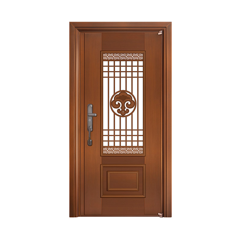 Grilled Surface Brass-finished Stainless Steel Single Leaf Door