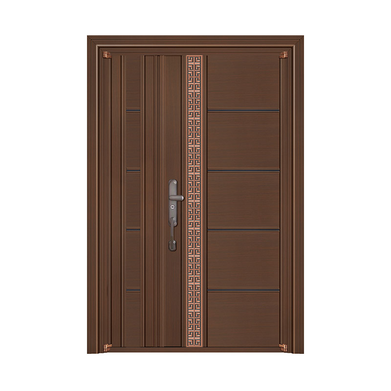 Metal Bar Decorative Surface Brass-finished Stainless Steel Unequal Double Leaf Door