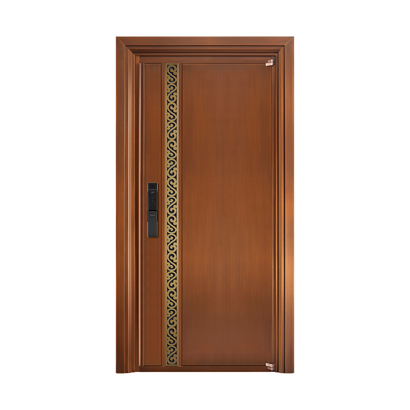 Surface Brass-finished Stainless Steel Single Leaf Door with Vintage Copper Decoration
