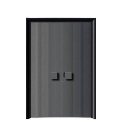 Contrast Linear Fire Rated Double Leaf Door with Square Handle