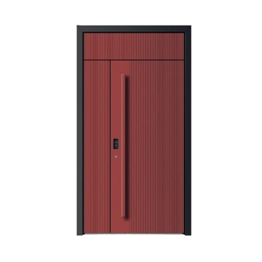 Contrast Linear Fire Rated Unequal Double Leaf Door with Door Head and Long Handle