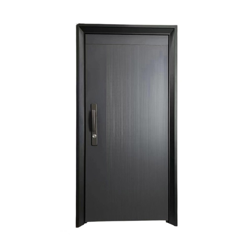 Fashion Linear Textured Fire Rated Single Leaf Steel Door with Door Head