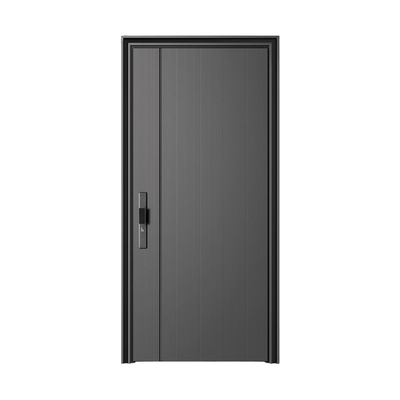 Linear Decorative Fluorocarbon Paint Fire Rated Single Leaf Steel Door